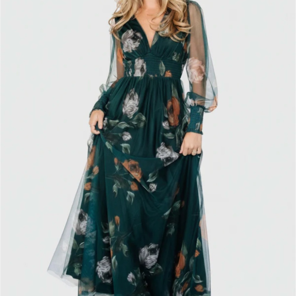 Baltic Born Layla Tulle Maxi Dress in Deep Topaz Floral in Size 1X
